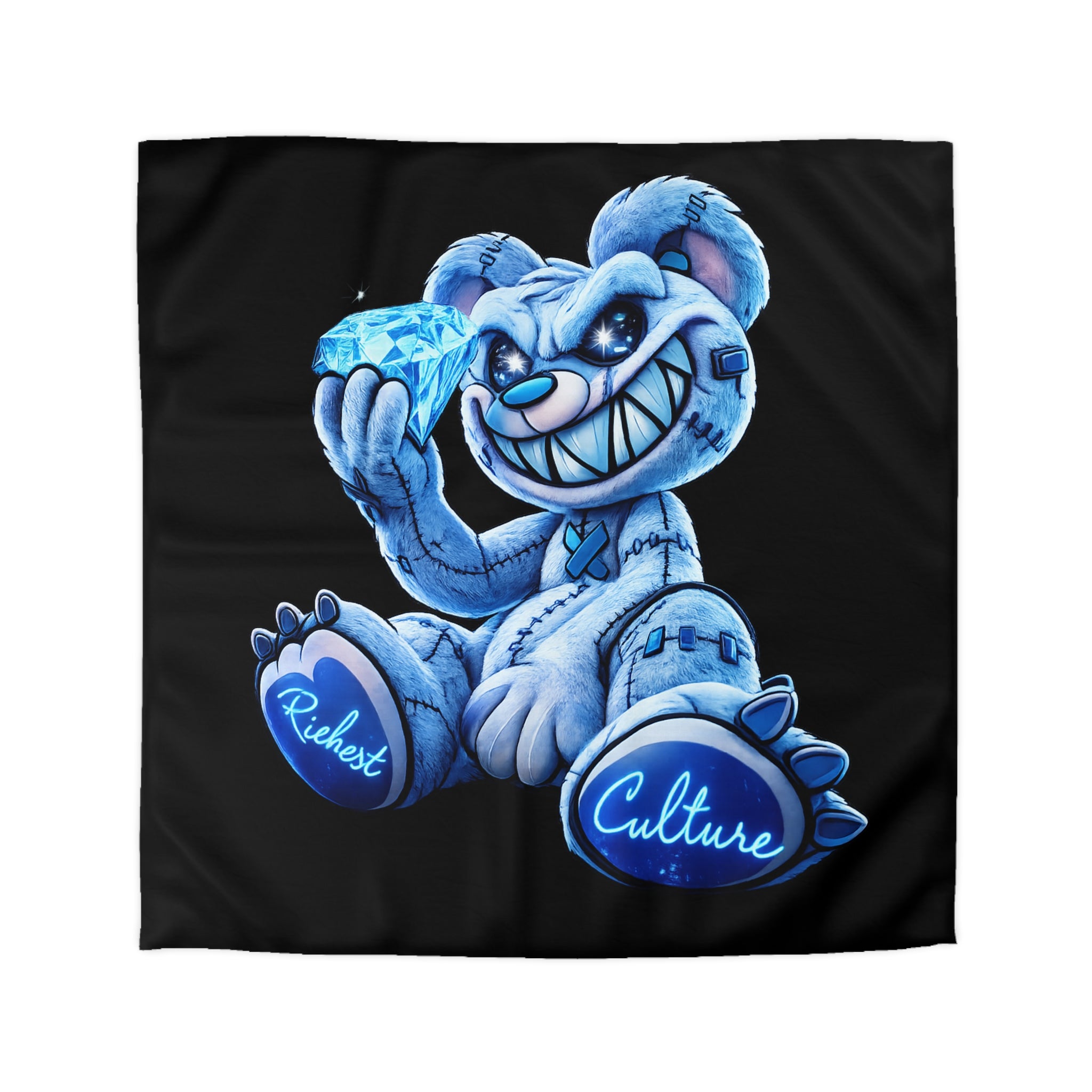 Duvet Cover - Blue Ice Grin Teddy Bear Graphic