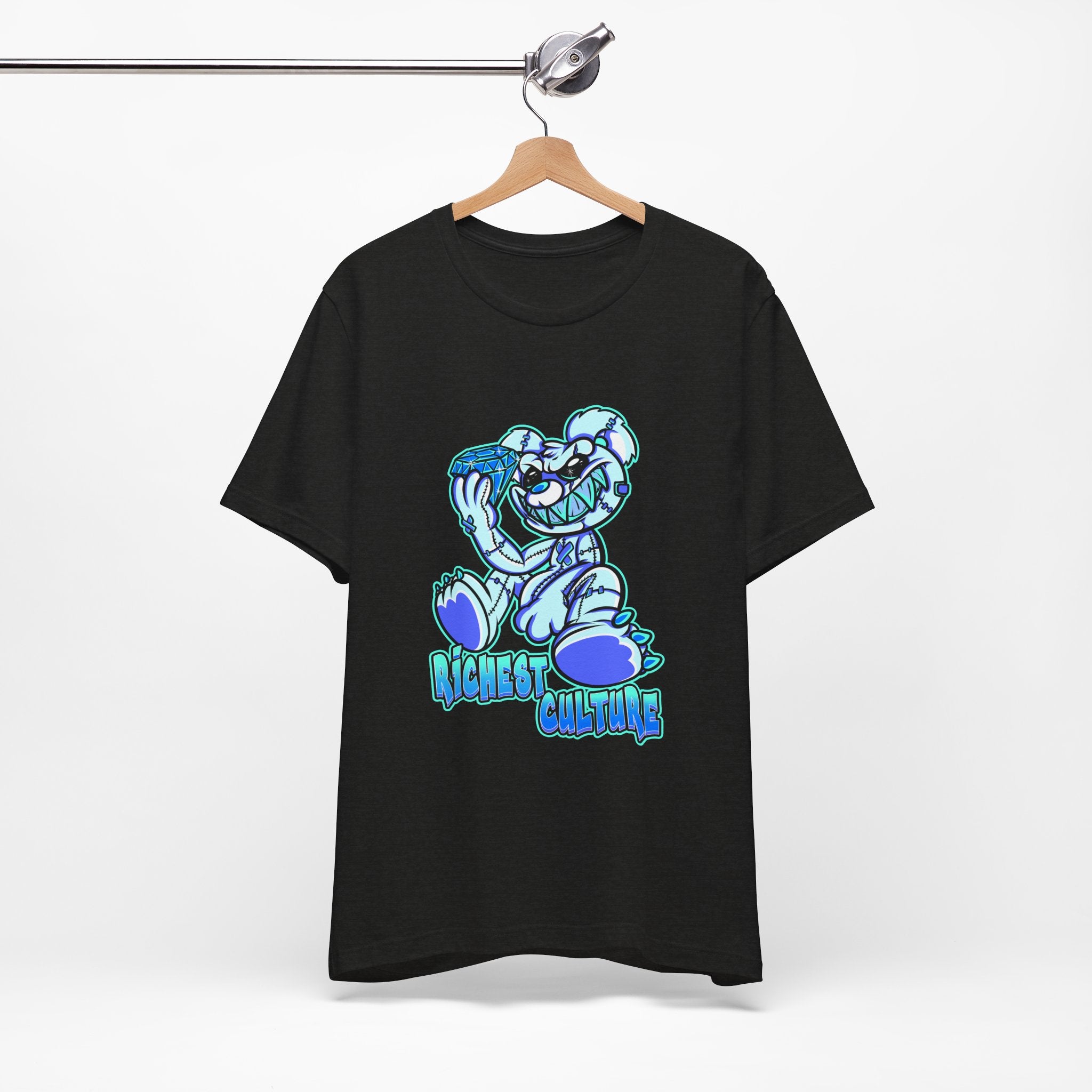 Tee — 'Richest Culture' Blue Cartoon Bear Graphic Shirt