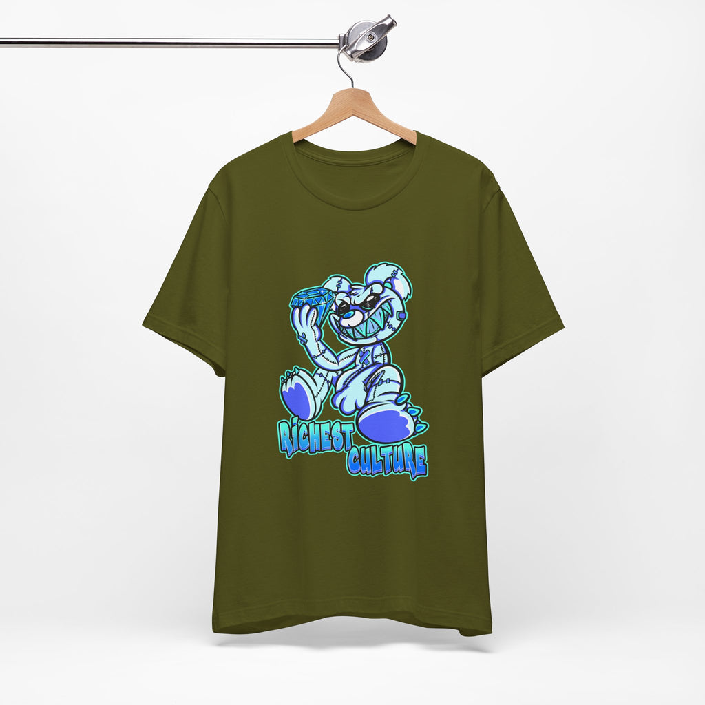 Tee — 'Richest Culture' Blue Cartoon Bear Graphic Shirt