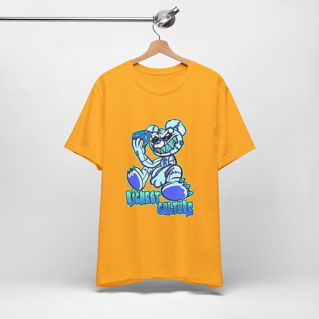 Tee — 'Richest Culture' Blue Cartoon Bear Graphic Shirt