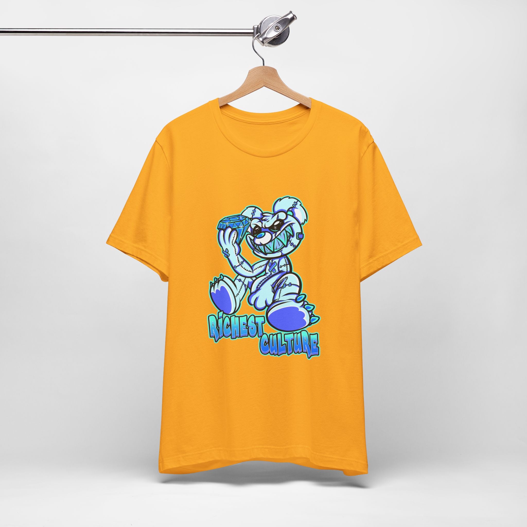 Tee — 'Richest Culture' Blue Cartoon Bear Graphic Shirt