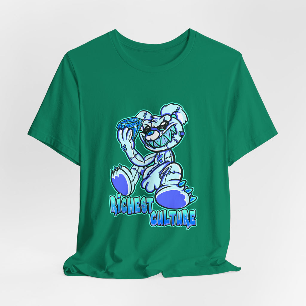 Tee — 'Richest Culture' Blue Cartoon Bear Graphic Shirt