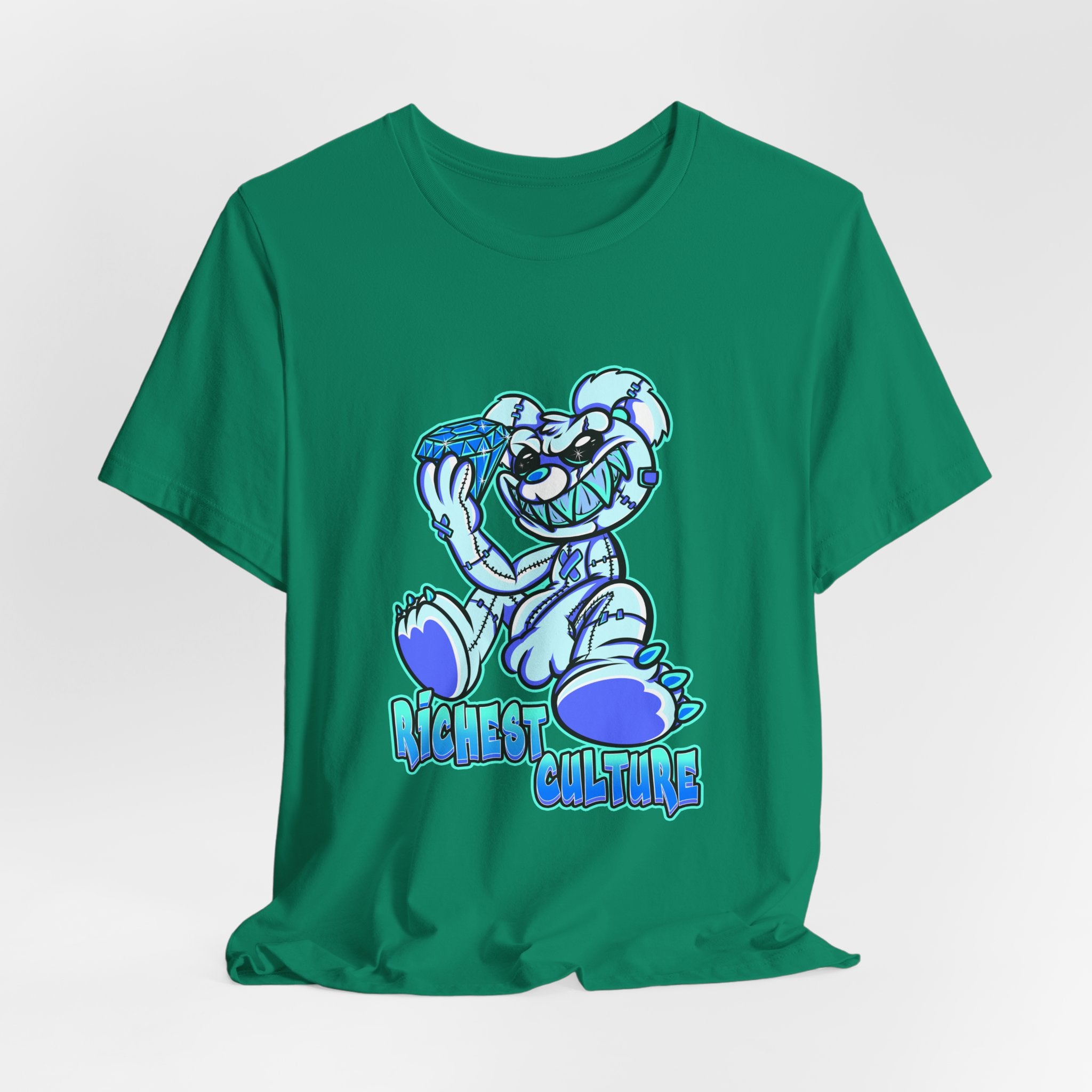 Tee — 'Richest Culture' Blue Cartoon Bear Graphic Shirt