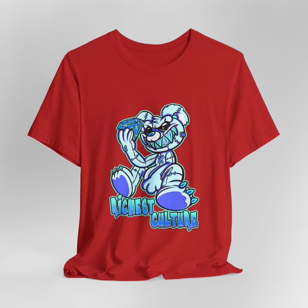 Tee — 'Richest Culture' Blue Cartoon Bear Graphic Shirt