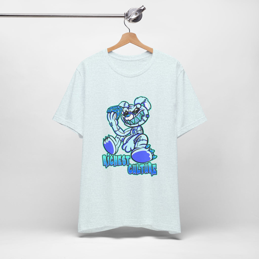 Tee — 'Richest Culture' Blue Cartoon Bear Graphic Shirt