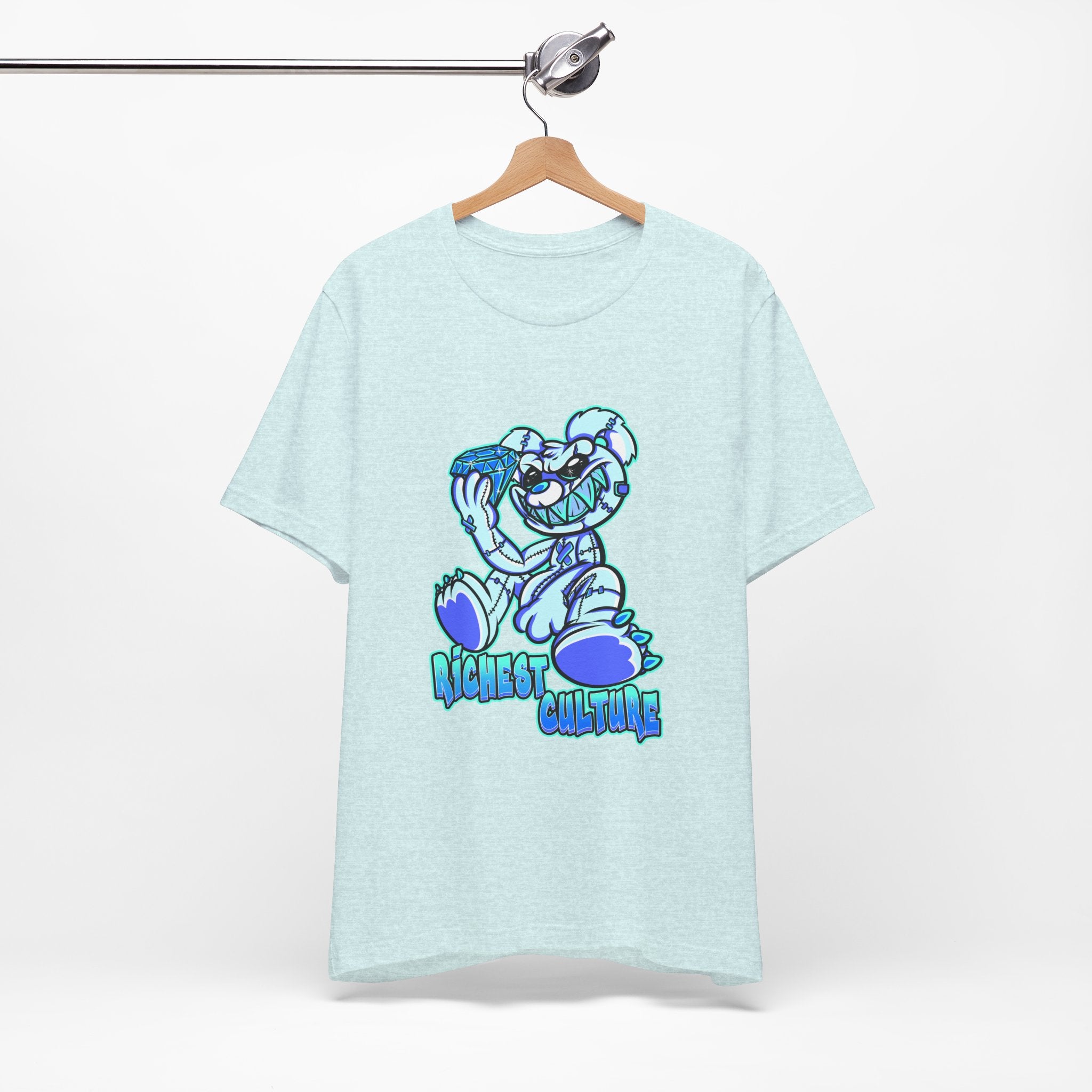 Tee — 'Richest Culture' Blue Cartoon Bear Graphic Shirt