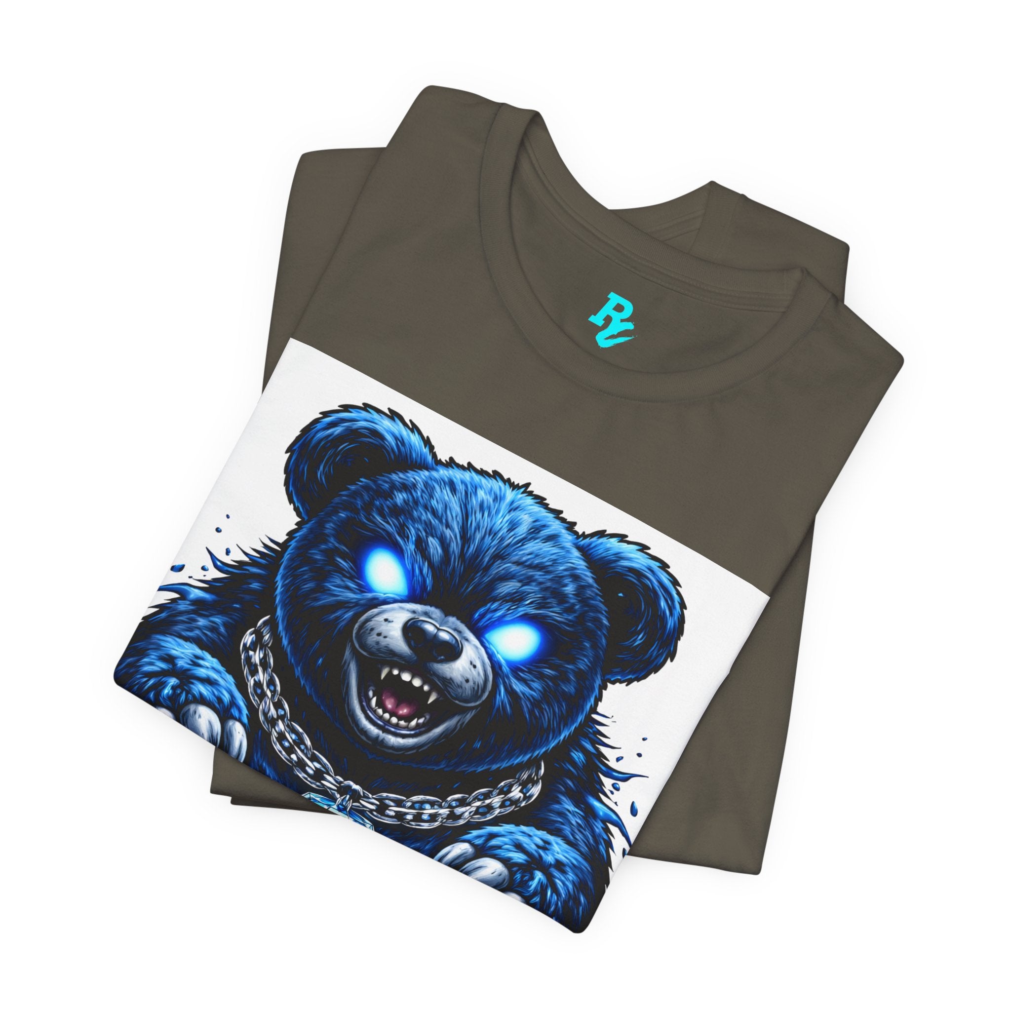 Blue Neon Grizzly Tee — Fierce Bear Graphic Shirt with 'RichestCulture.com'