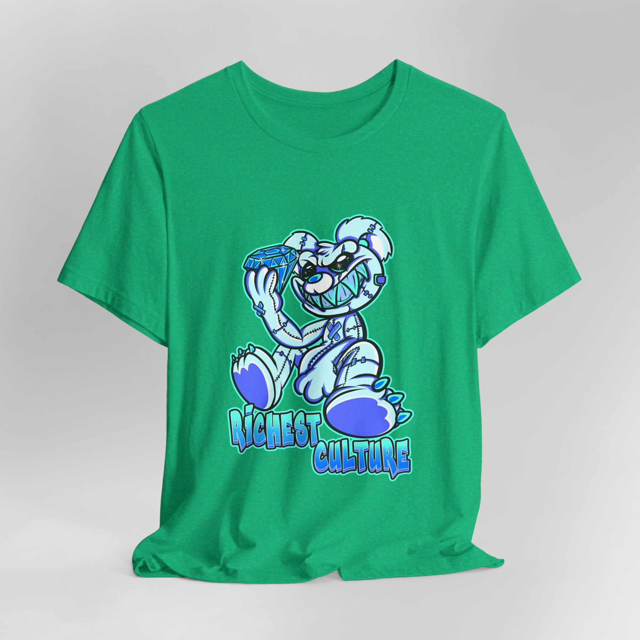 Tee — 'Richest Culture' Blue Cartoon Bear Graphic Shirt