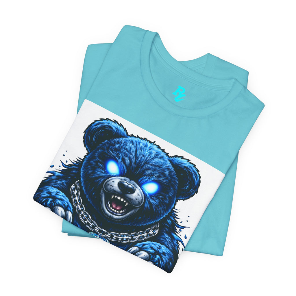 Blue Neon Grizzly Tee — Fierce Bear Graphic Shirt with 'RichestCulture.com'