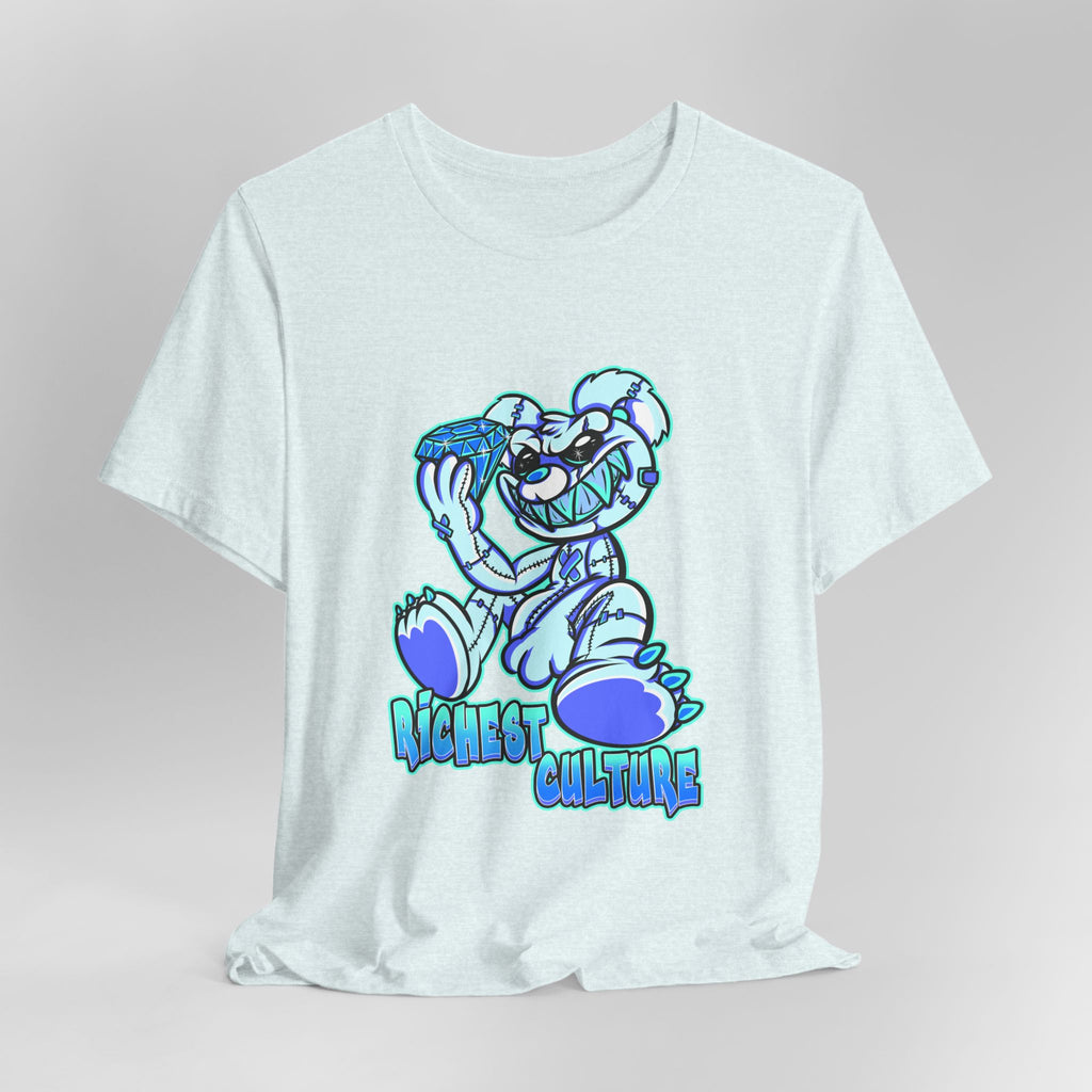 Tee — 'Richest Culture' Blue Cartoon Bear Graphic Shirt