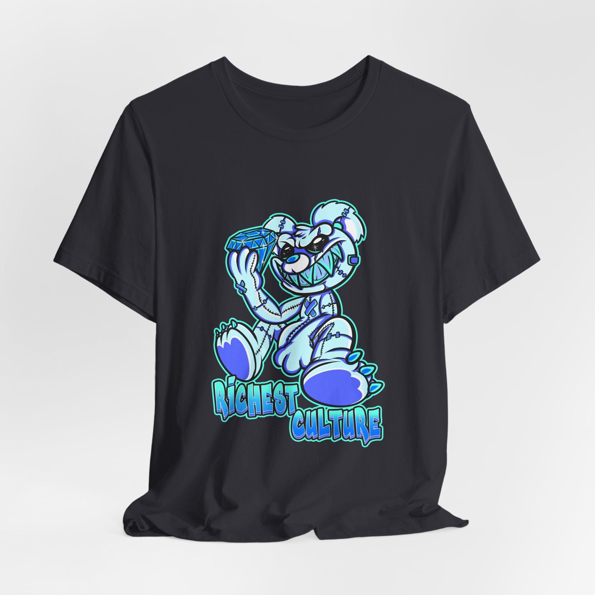 Tee — 'Richest Culture' Blue Cartoon Bear Graphic Shirt