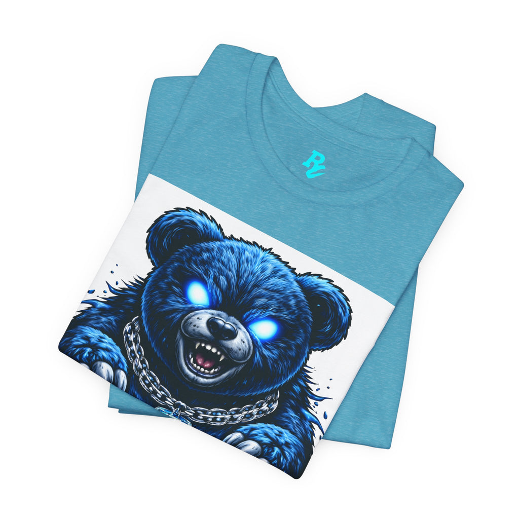 Blue Neon Grizzly Tee — Fierce Bear Graphic Shirt with 'RichestCulture.com'