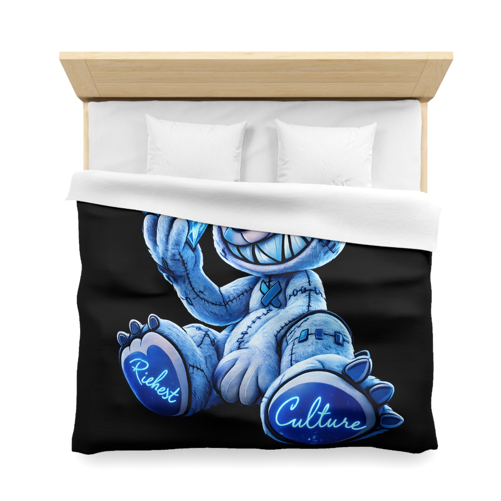 Duvet Cover - Blue Ice Grin Teddy Bear Graphic