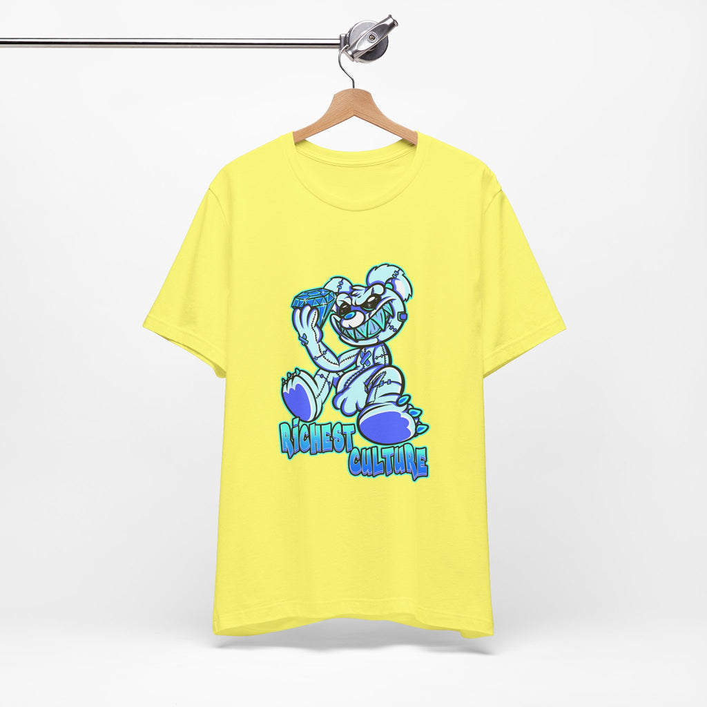 Tee — 'Richest Culture' Blue Cartoon Bear Graphic Shirt