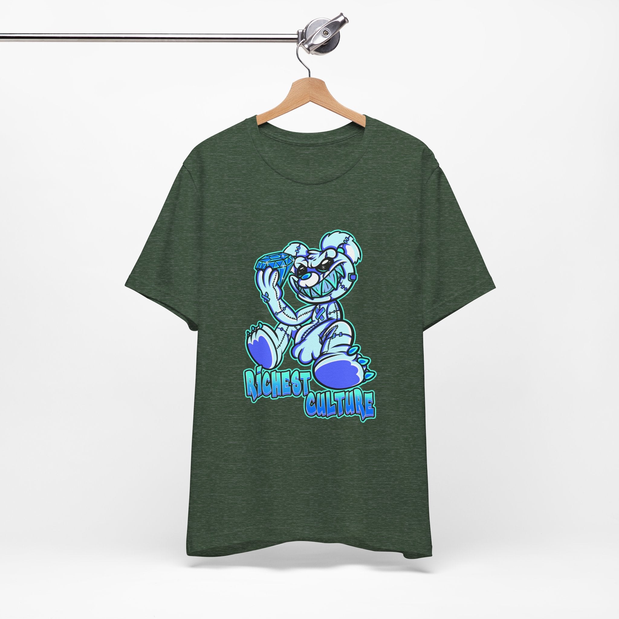 Tee — 'Richest Culture' Blue Cartoon Bear Graphic Shirt
